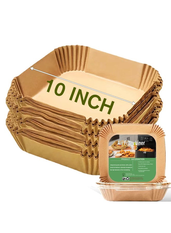 mutvle 10 Inch Largest Square Air Fryer Disposable Paper Liner, XXL 100Pcs Air Fryer Parchment Liners for 8QT or Bigger Air Fryer, Non-stick, Food Grade Baking Paper for Frying, Roasting and Microwave - Image 1